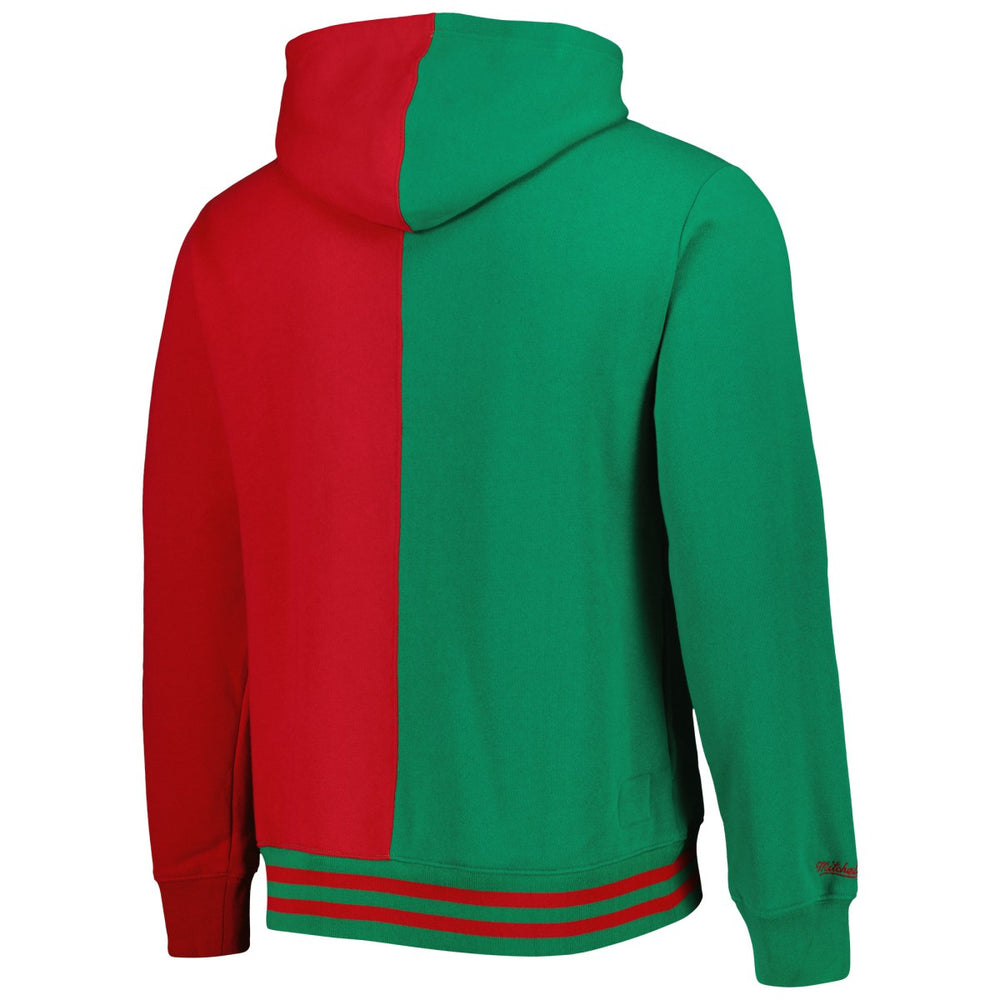 Milwaukee Bucks Hardwood Classics Split Pullover Hoodie Green/Red | Mitchell & Ness