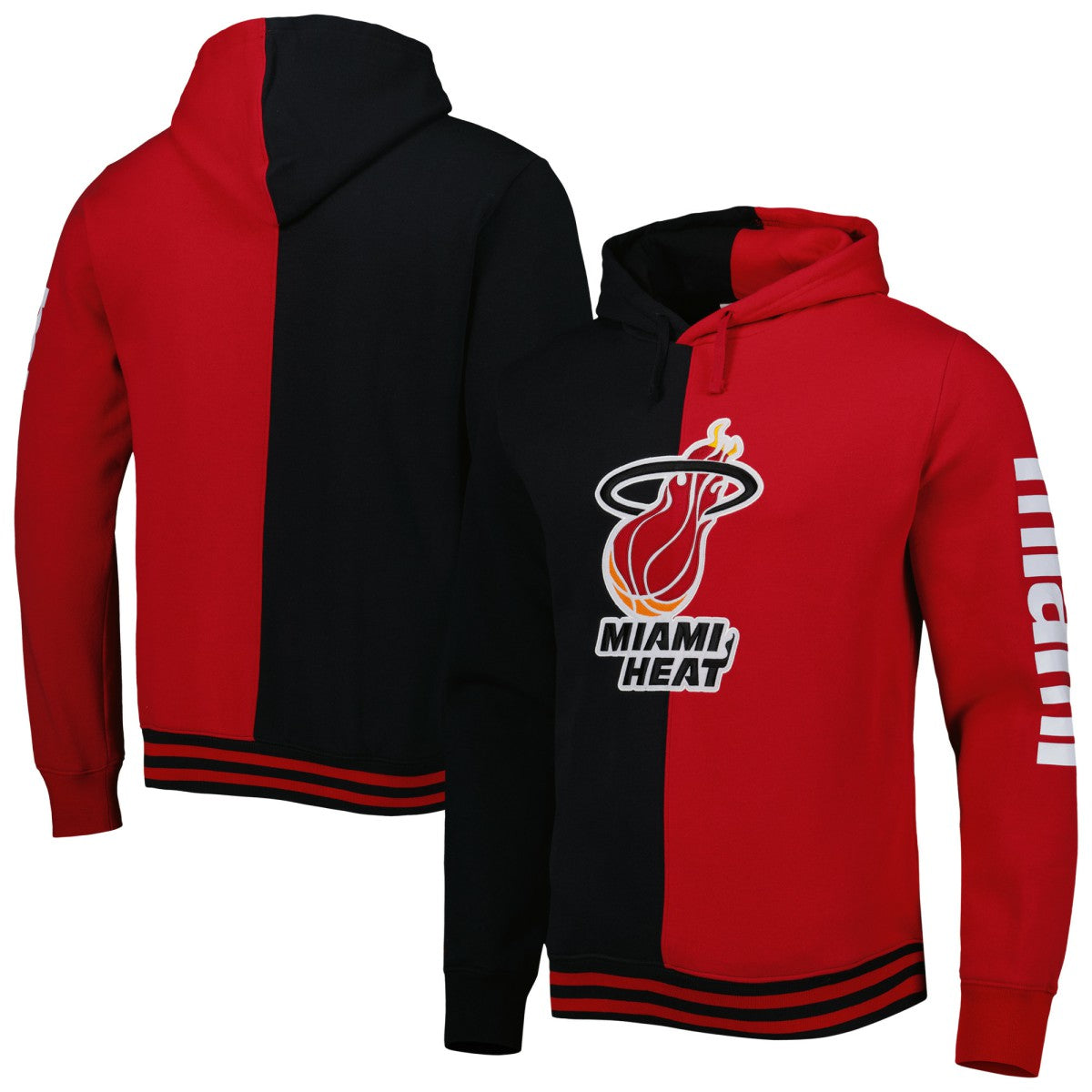 Miami Heat Hardwood Classics Split Pullover Hoodie Black/Red | Mitchell & Ness for sale