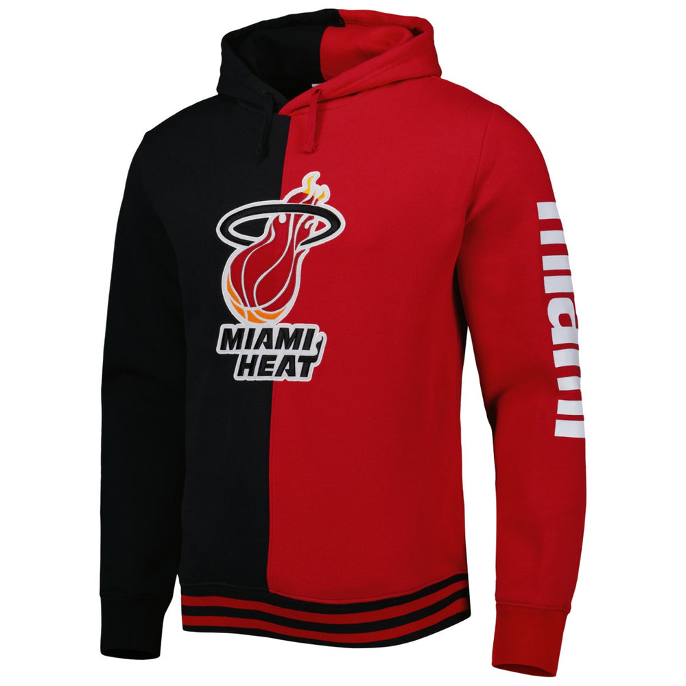 Miami Heat Hardwood Classics Split Pullover Hoodie Black/Red | Mitchell & Ness for sale