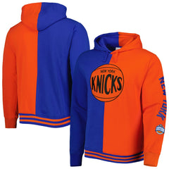 New York Knicks Hardwood Classics Split Pullover Hoodie Blue/Orange | Mitchell & Ness Near Me