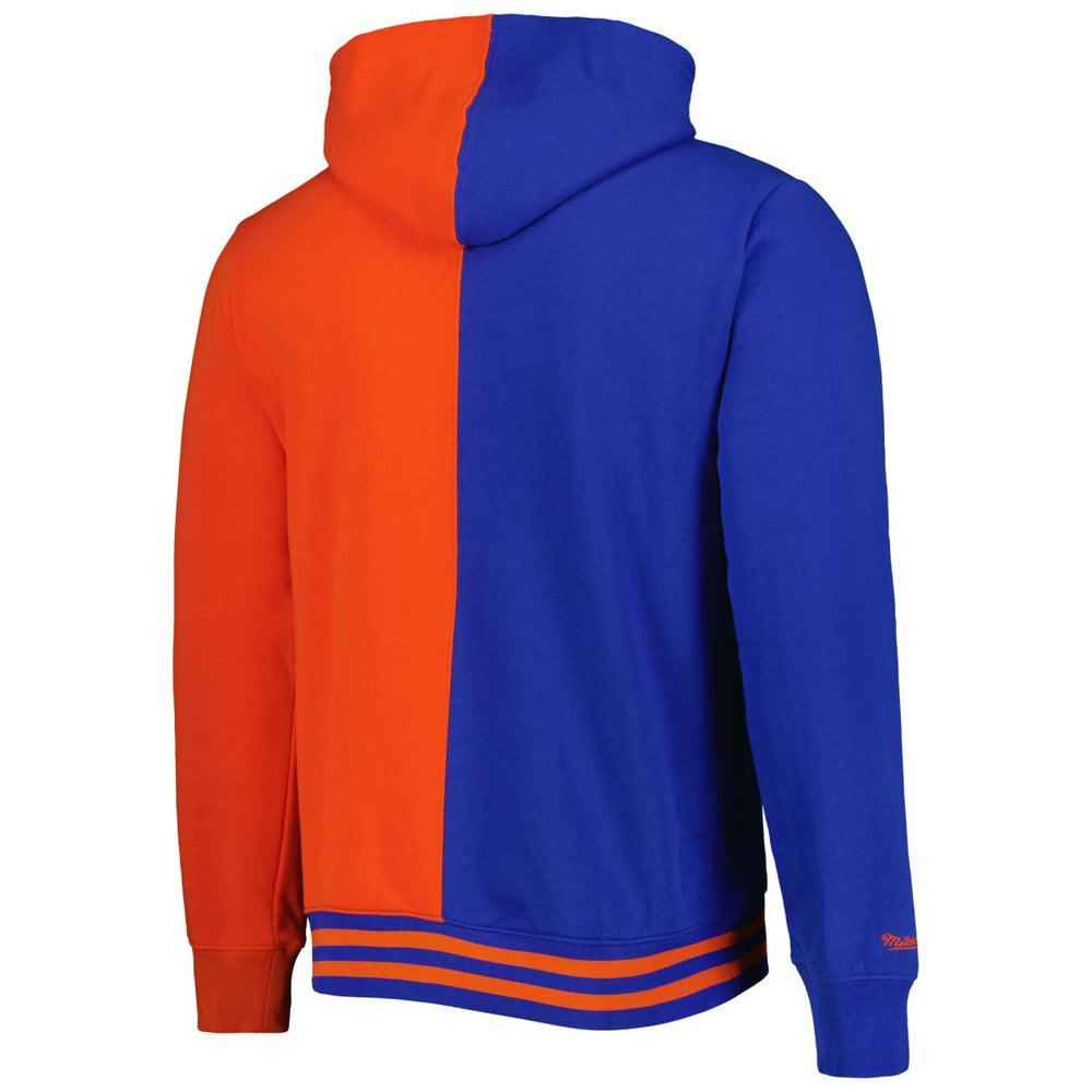 New York Knicks Hardwood Classics Split Pullover Hoodie Blue/Orange | Mitchell & Ness Near Me