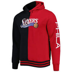 Philadelphia 76ers Hardwood Classics Split Pullover Hoodie Black/Red | Mitchell & Ness online