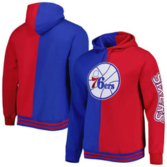 Philadelphia 76ers Hardwood Classics Split Pullover Hoodie Royal/Red | Mitchell & Ness