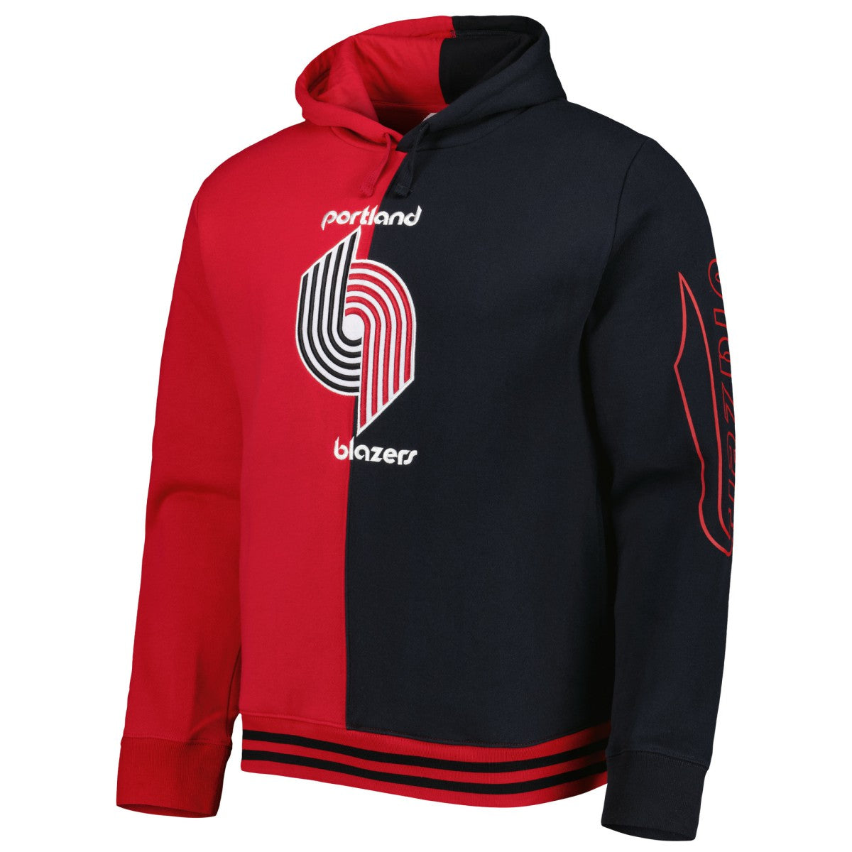 Portland Trail Blazers Hardwood Classics Split Pullover Hoodie Red/Black | Mitchell & Ness Near Me