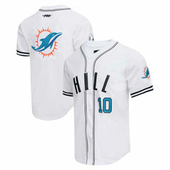 Tyreek Hill Miami Dolphins Pro Standard Mesh Baseball Button-Up T-Shirt White