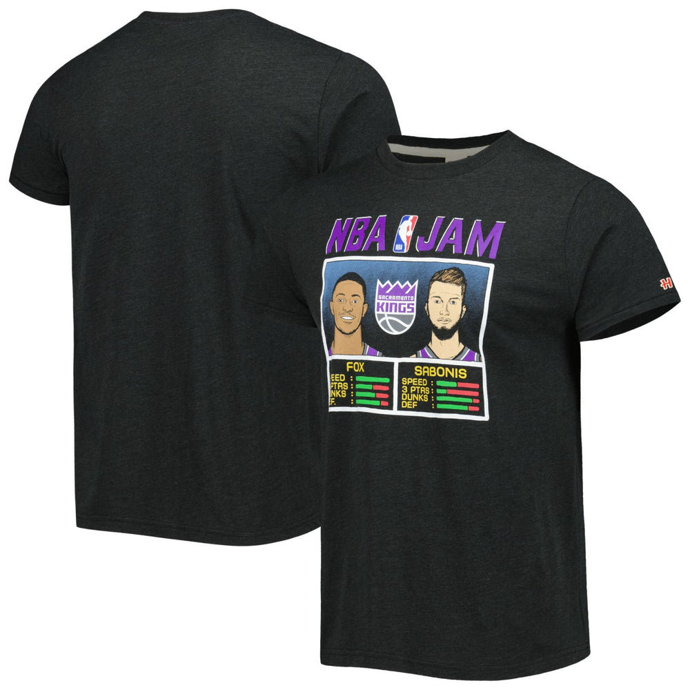 De'Aaron Fox & Domantas Sabonis Sacramento Kings Homage NBA Jam Tri-Blend T-Shirt Charcoal