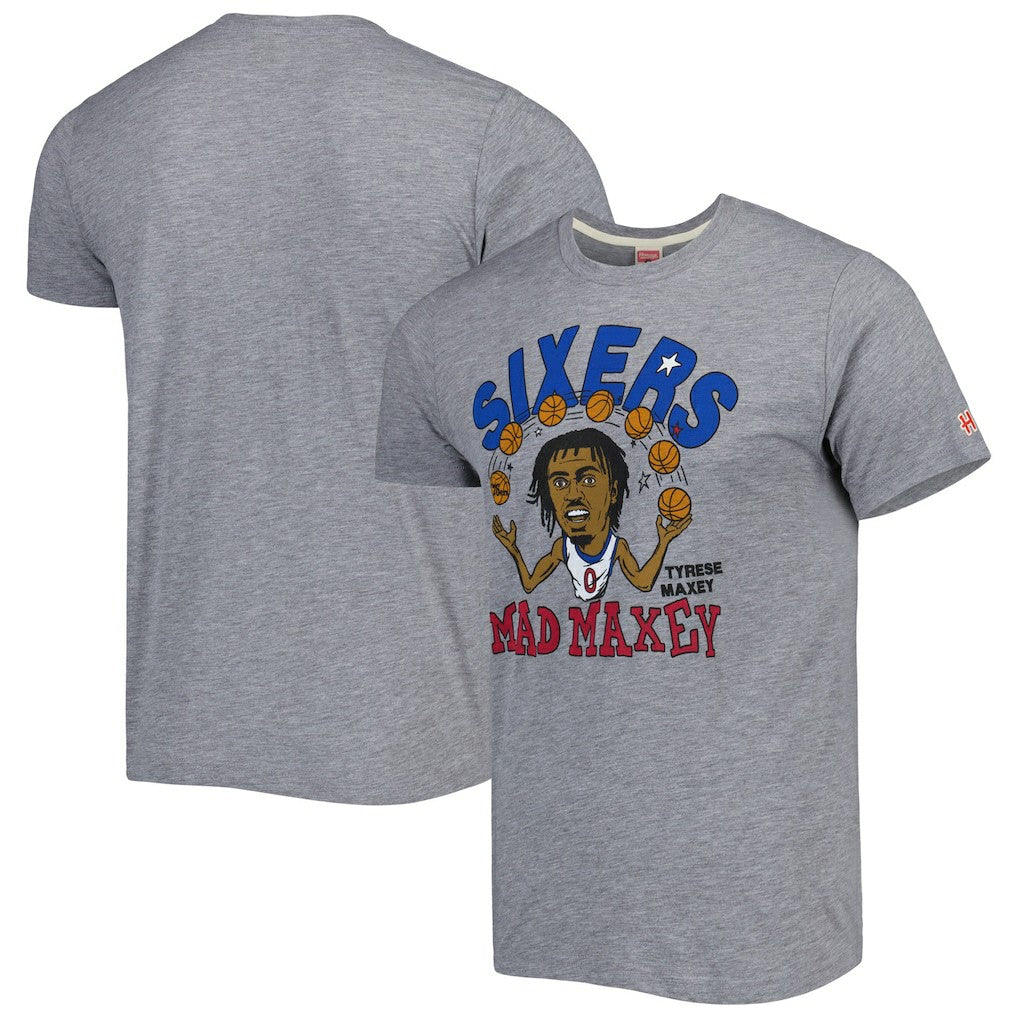 Tyrese Maxey Philadelphia 76ers Homage Caricature Tri-Blend T-Shirt Gray