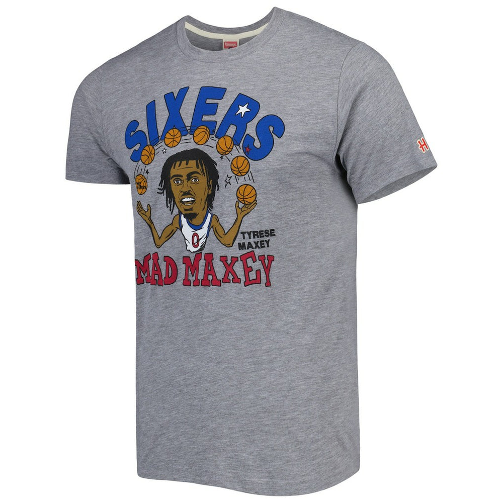 Tyrese Maxey Philadelphia 76ers Homage Caricature Tri-Blend T-Shirt Gray