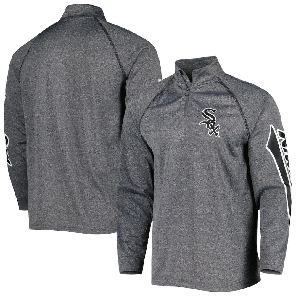 Chicago White Sox Stitches Wordmark Raglan Quarter-Zip Top - Heather Gray - MLB Online