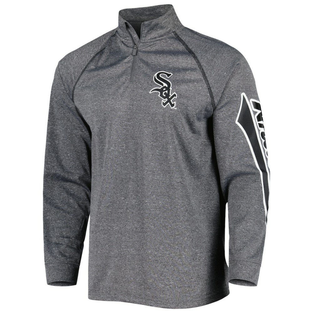 Chicago White Sox Stitches Wordmark Raglan Quarter-Zip Top - Heather Gray - MLB Online
