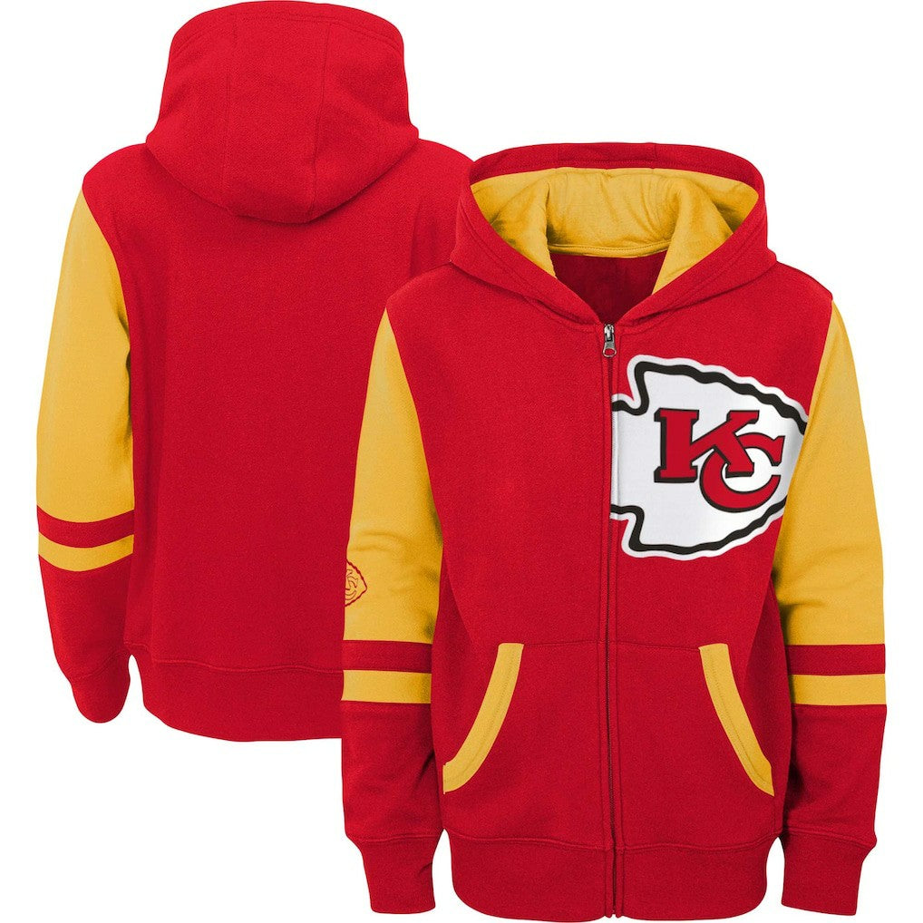 Kansas City Chiefs Youth Colorblock Full-Zip Hoodie Red