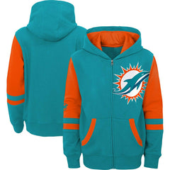 Miami Dolphins Youth Colorblock Full-Zip Hoodie Aqua