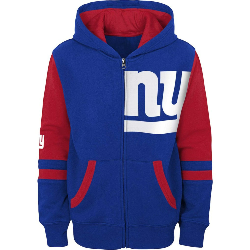 New York Giants Youth Colorblock Full-Zip Hoodie Royal