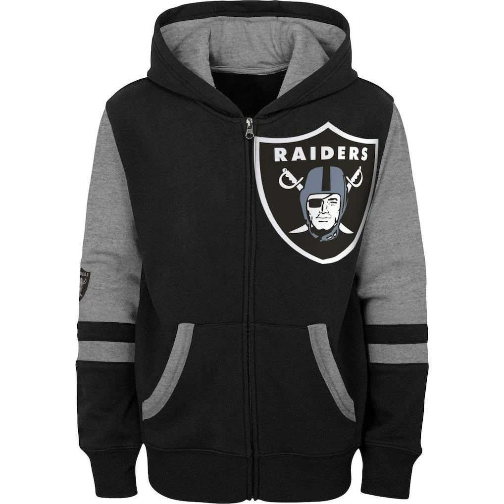 Las Vegas Raiders Youth Colorblock Full-Zip Hoodie Black