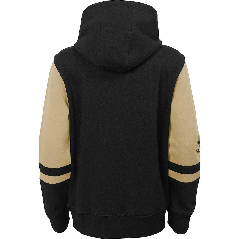 New Orleans Saints Youth Colorblock Full-Zip Hoodie Black