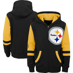 Pittsburgh Steelers Youth Colorblock Full-Zip Hoodie Black