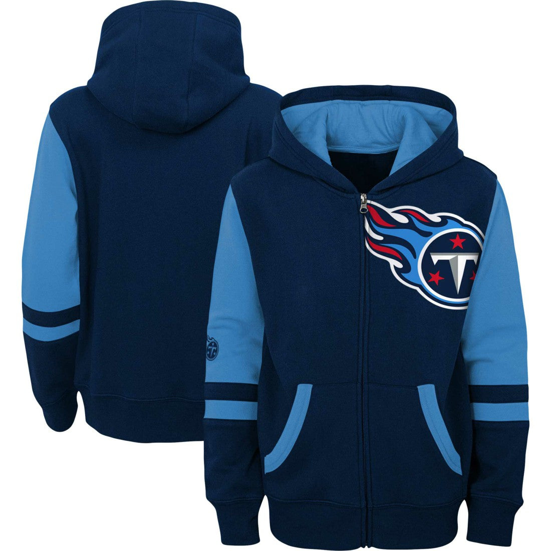 Tennessee Titans Youth Colorblock Full-Zip Hoodie Navy