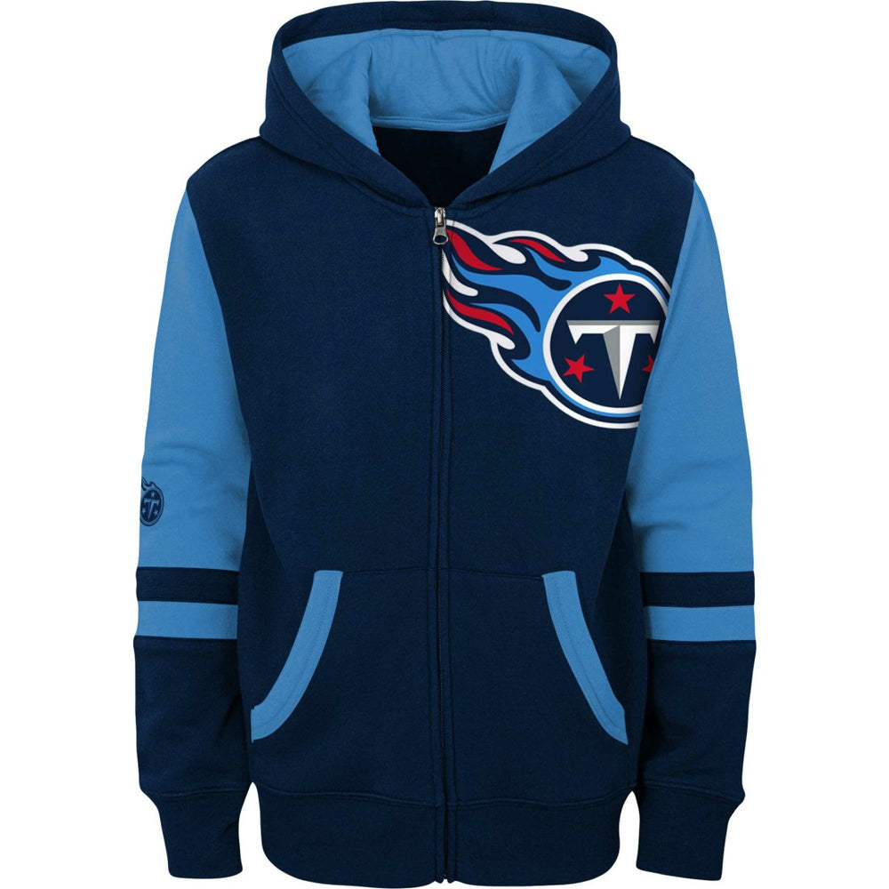 Tennessee Titans Youth Colorblock Full-Zip Hoodie Navy