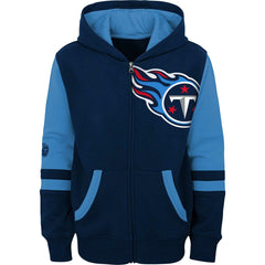Tennessee Titans Youth Colorblock Full-Zip Hoodie Navy