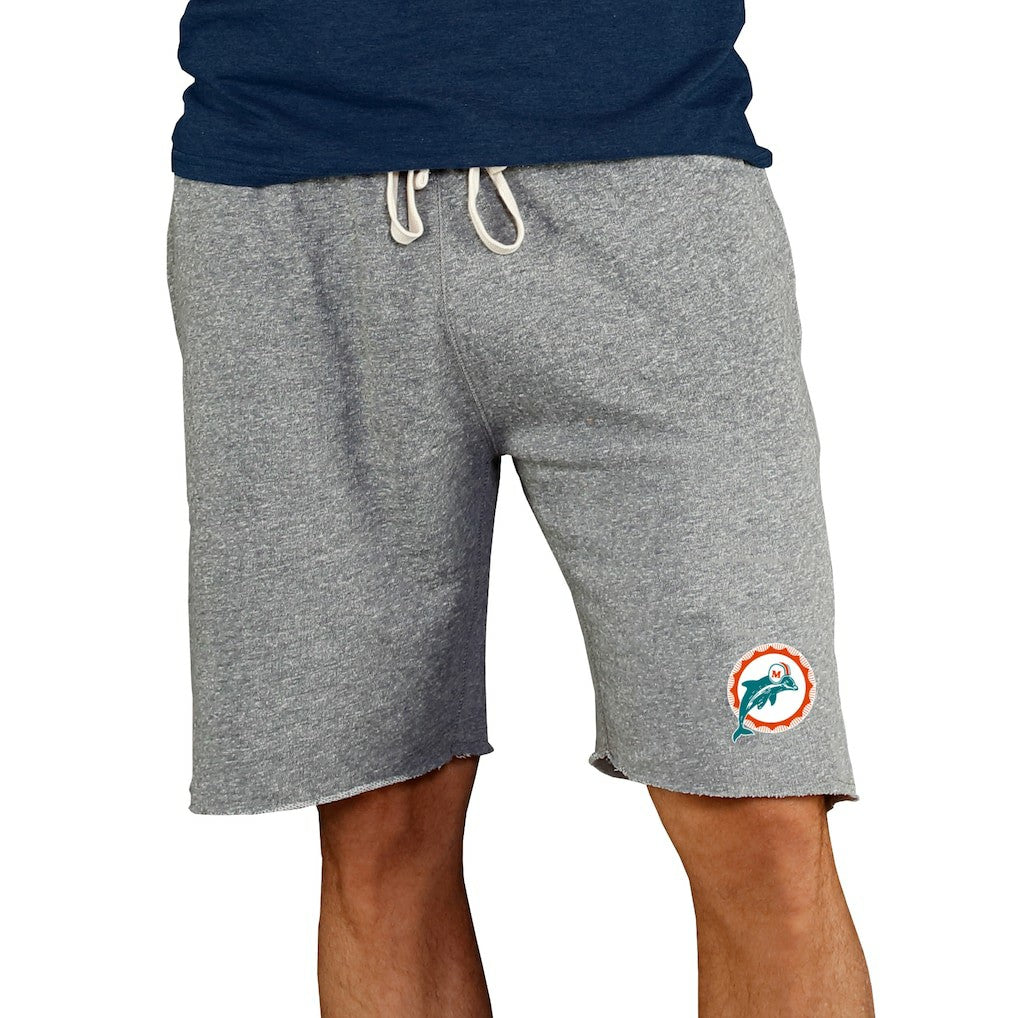 Miami Dolphins Concepts Sport Throwback Logo Mainstream Terry Shorts Gray