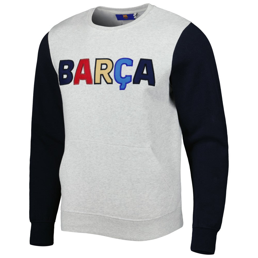 Barcelona Kangaroo Pullover Sweatshirt Gray/Navy