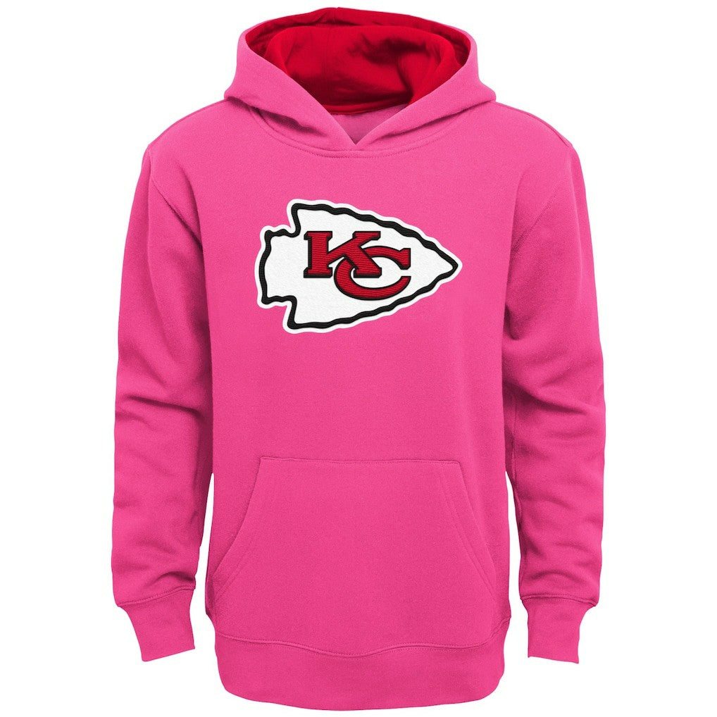 Kansas City Chiefs Girls Youth Prime Pullover Hoodie Pink