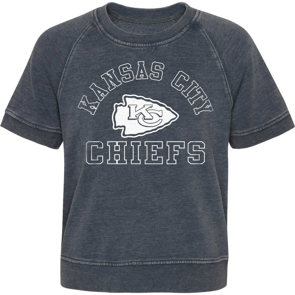 Kansas City Chiefs Girls Juniors Cheer Squad Raglan T-Shirt Heather Charcoal