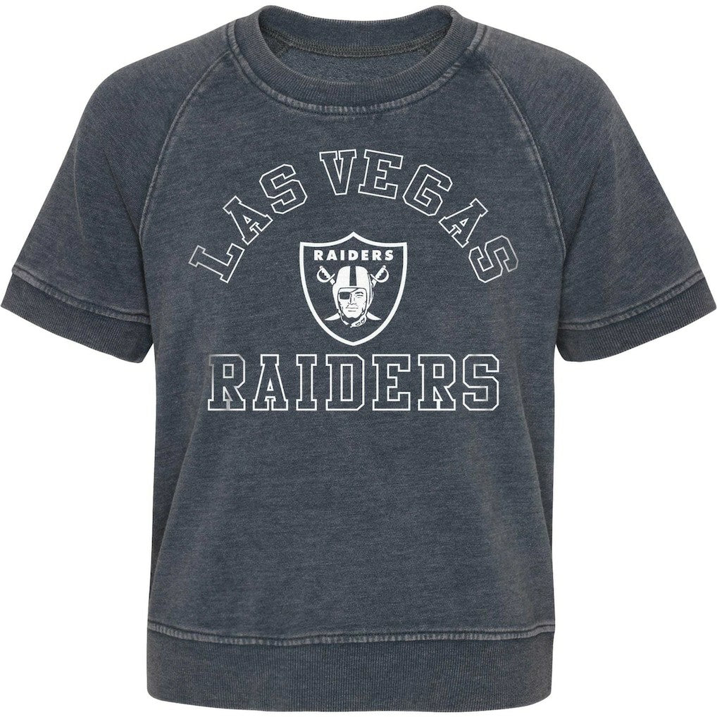 Las Vegas Raiders Girls Juniors Cheer Squad Raglan T-Shirt Heather Charcoal