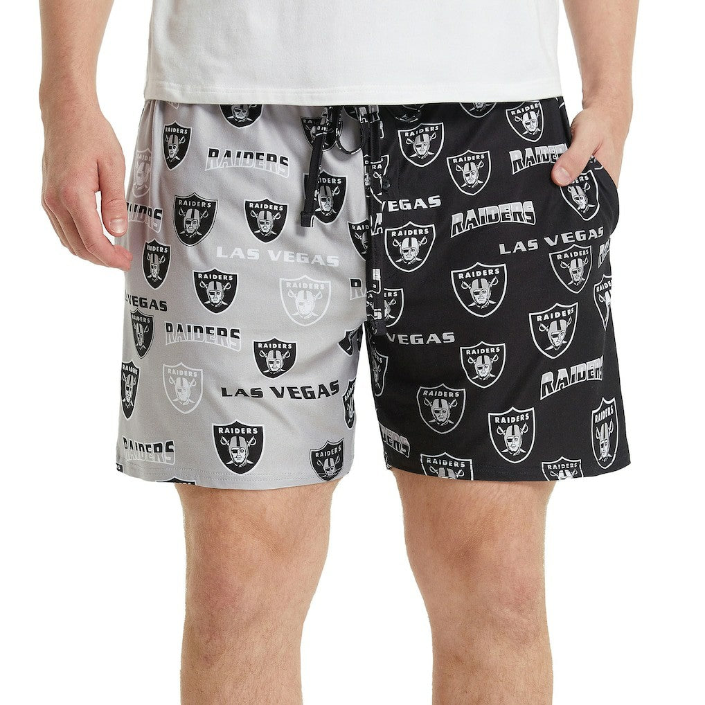 Las Vegas Raiders Concepts Sport Breakthrough AOP Knit Split Shorts Black/Gray