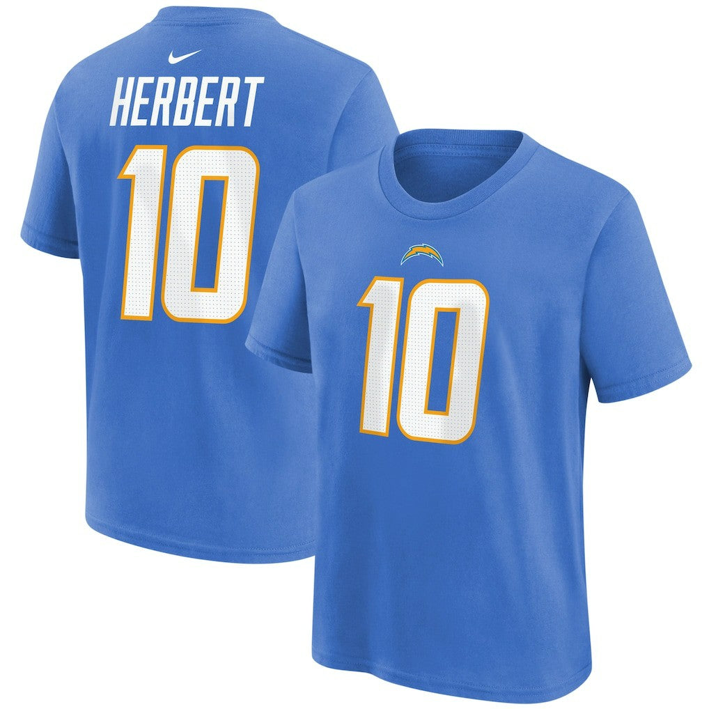 Nike Justin Herbert Los Angeles Chargers Youth Player Name & Number T-Shirt Powder Blue