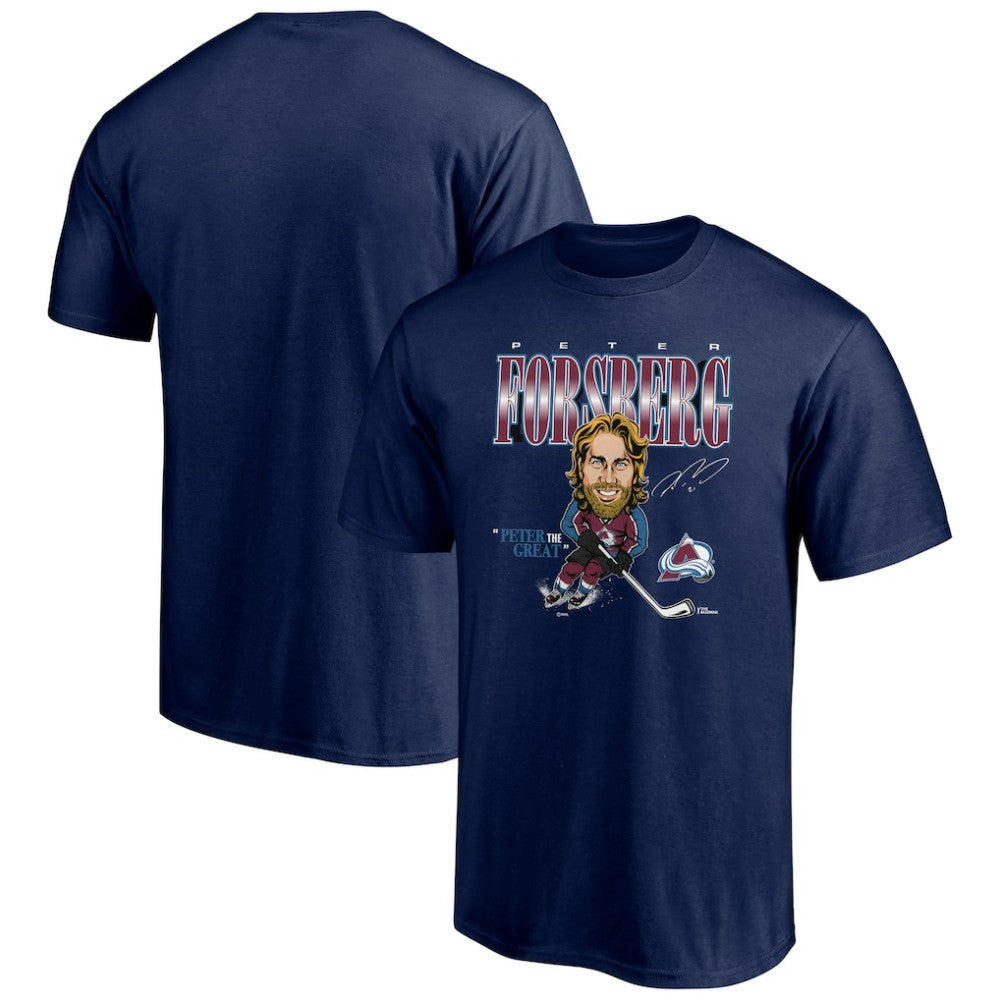 Peter Forsberg Colorado Avalanche Player Caricature T-Shirt - Navy - NHL 5192692