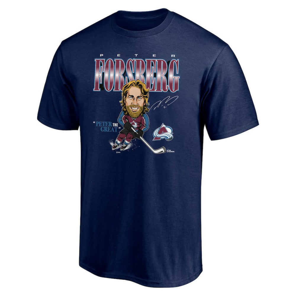 Peter Forsberg Colorado Avalanche Player Caricature T-Shirt - Navy - NHL 5192692
