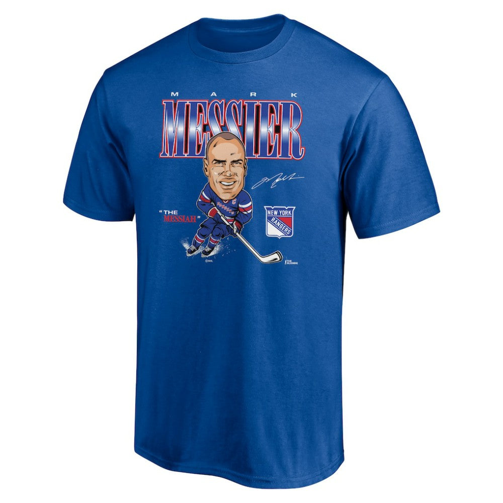 Mark Messier New York Rangers Player Caricature T-Shirt - Blue - NHL 5192696