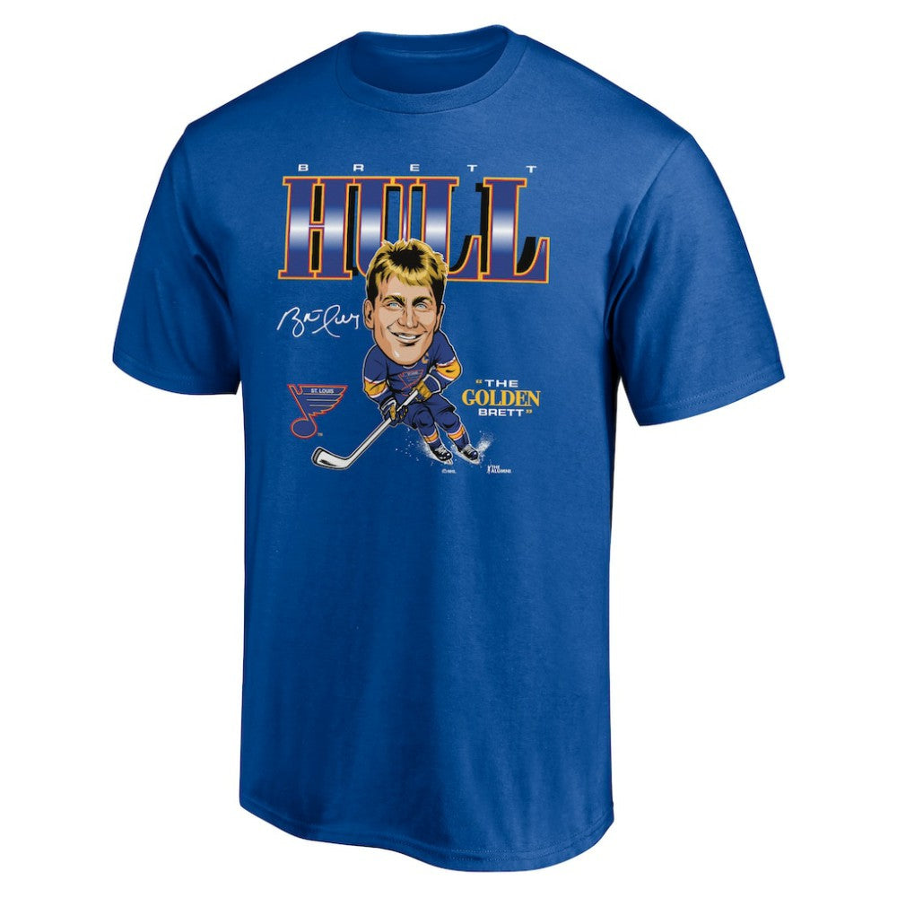 Brett Hull St. Louis Blues Player Caricature T-Shirt - Blue - NHL 5192698