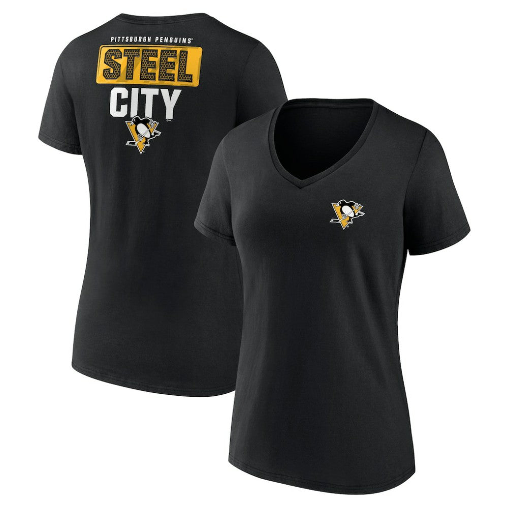 Pittsburgh Penguins Women's Territorial V-Neck T-Shirt - Black - NHL 5194612