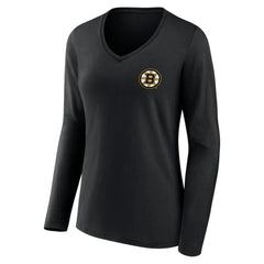 Boston Bruins Women's Territorial Long Sleeve V-Neck T-Shirt - Black - NHL 5194639