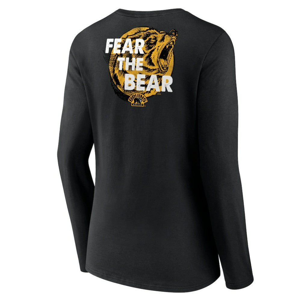 Boston Bruins Women's Territorial Long Sleeve V-Neck T-Shirt - Black - NHL 5194639