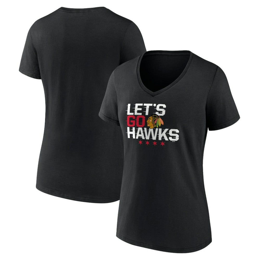 Chicago Blackhawks Women's Shout Out V-Neck T-Shirt - Black - NHL 5194658
