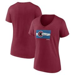Colorado Avalanche Women's Shout Out V-Neck T-Shirt - Burgundy - NHL 5194659
