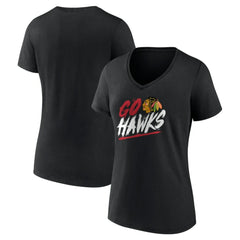 Chicago Blackhawks Women's Proclamation V-Neck T-Shirt - Black - NHL 5195064