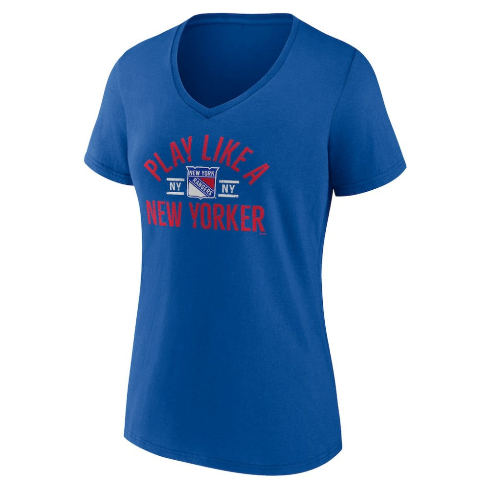 New York Rangers Women's Proclamation V-Neck T-Shirt - Blue - NHL 5195069