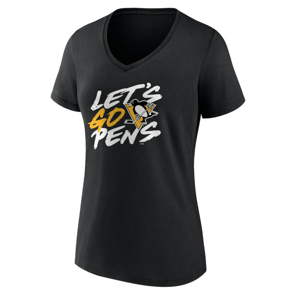 Pittsburgh Penguins Women's Proclamation V-Neck T-Shirt - Black - NHL 5195071
