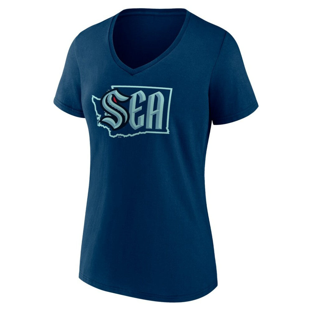 Seattle Kraken Women's Proclamation V-Neck T-Shirt - Deep Sea Blue - NHL 5195072