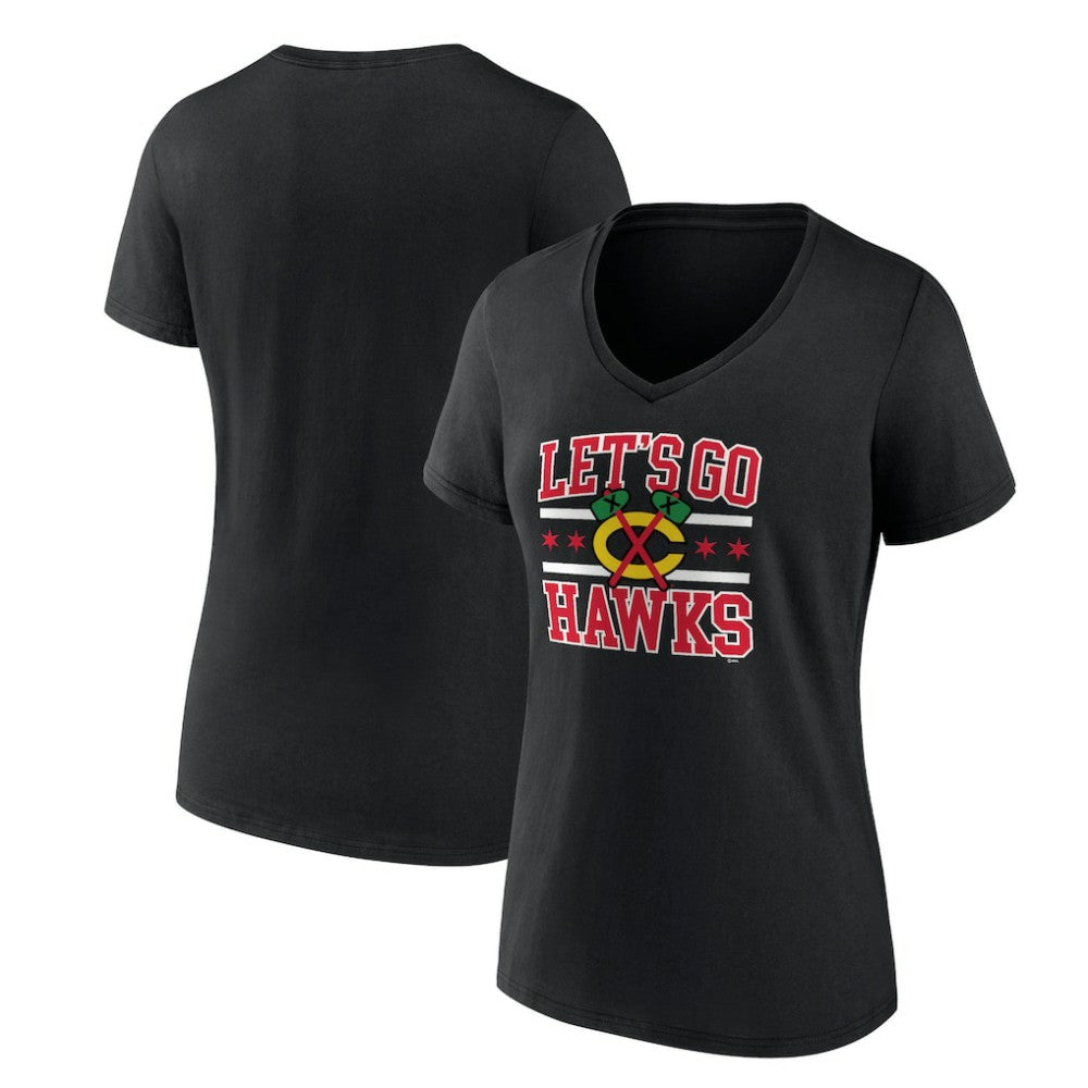 Chicago Blackhawks Women's Represent V-Neck T-Shirt - Black - NHL 5195438