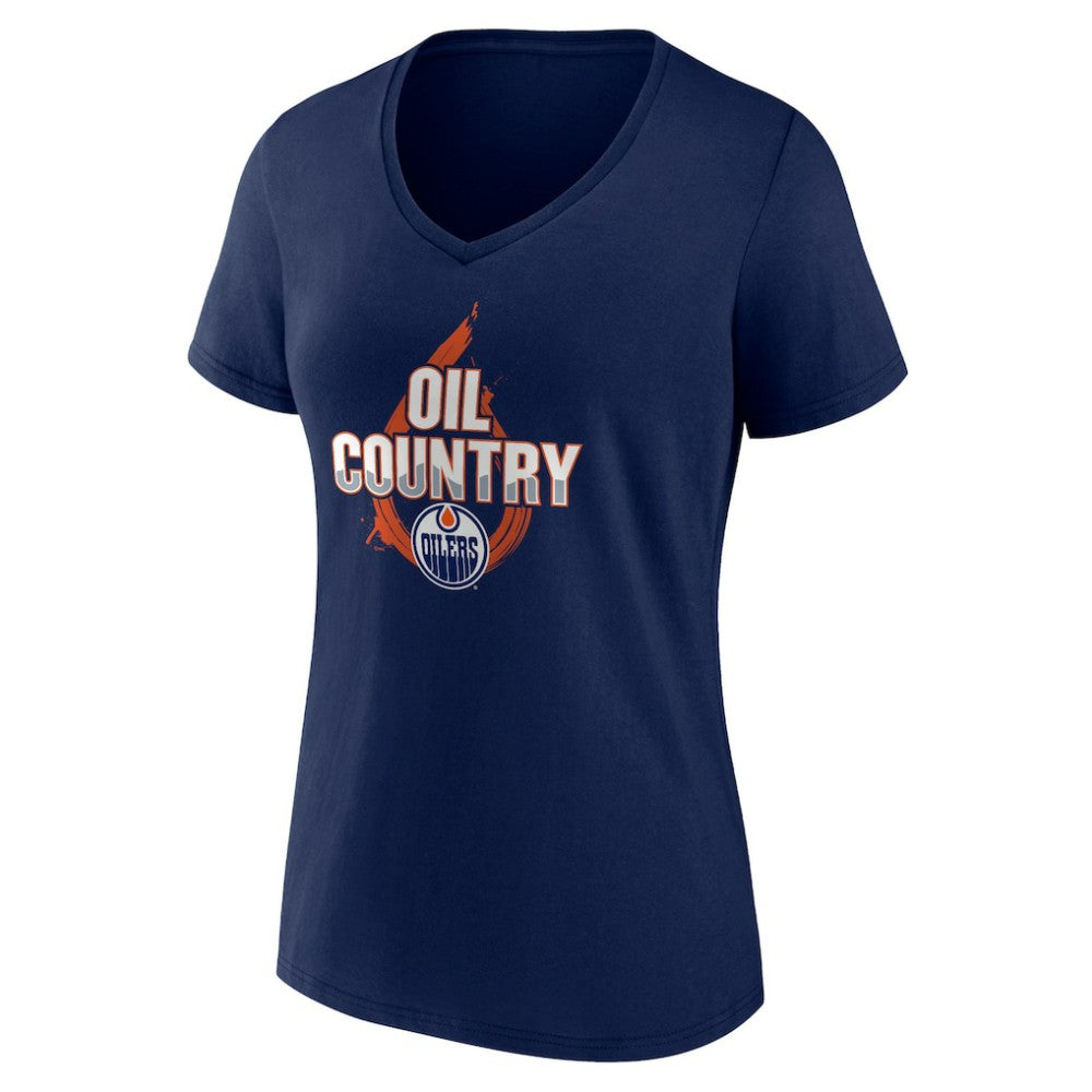 Edmonton Oilers Women's Represent V-Neck T-Shirt - Navy - NHL 5195447