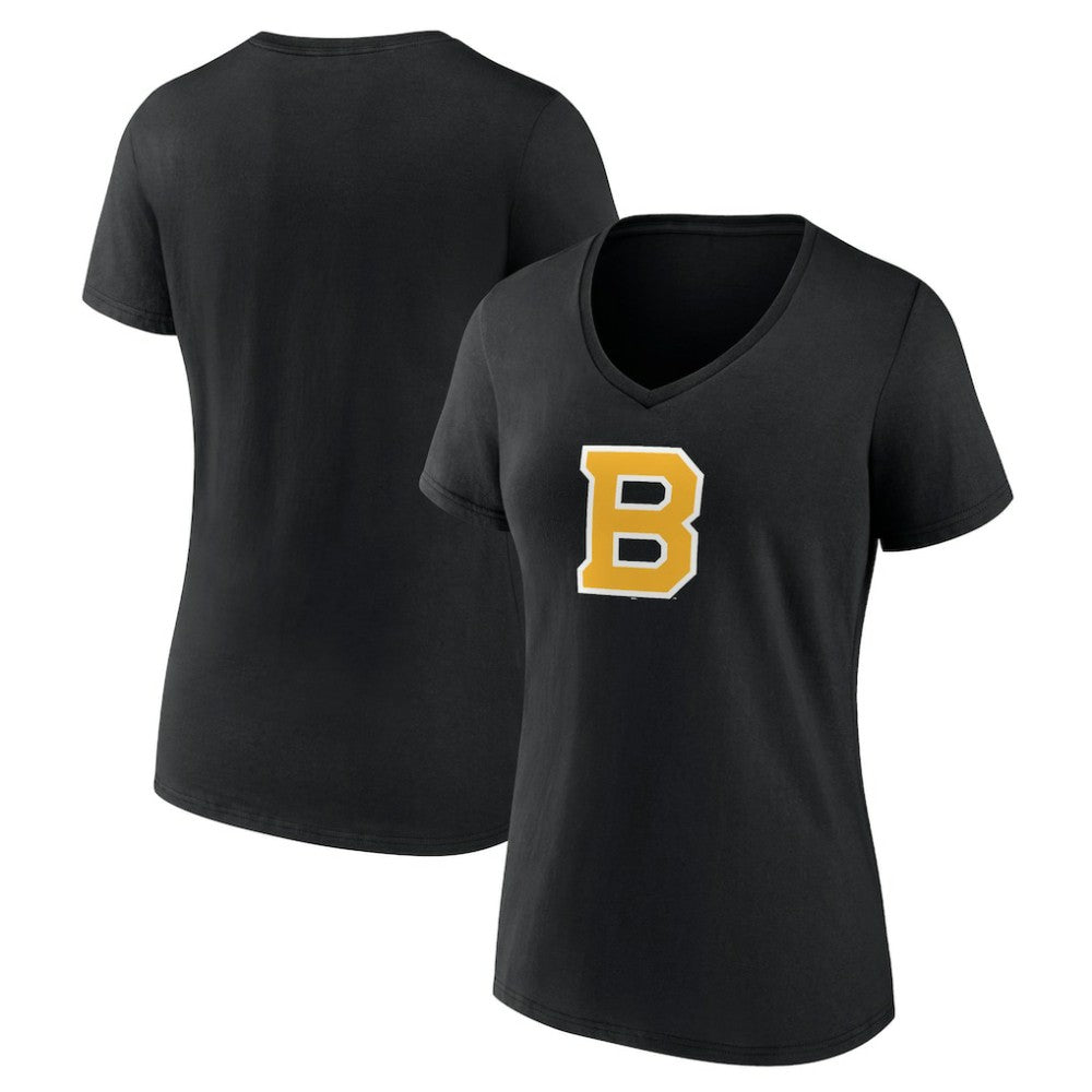 Boston Bruins Women's Alternate Logo V-Neck T-Shirt - Black - NHL 5196933