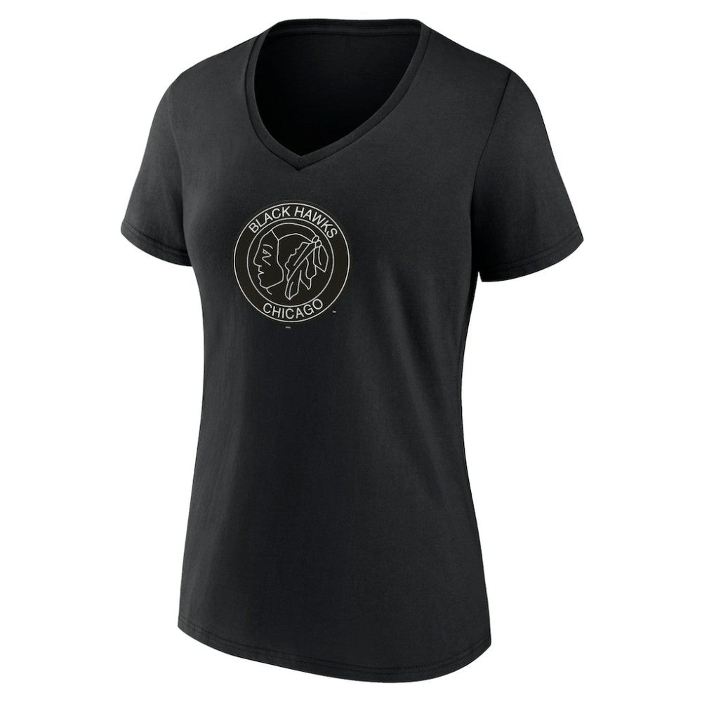 Chicago Blackhawks Women's Alternate Logo V-Neck T-Shirt - Black - NHL 5196935