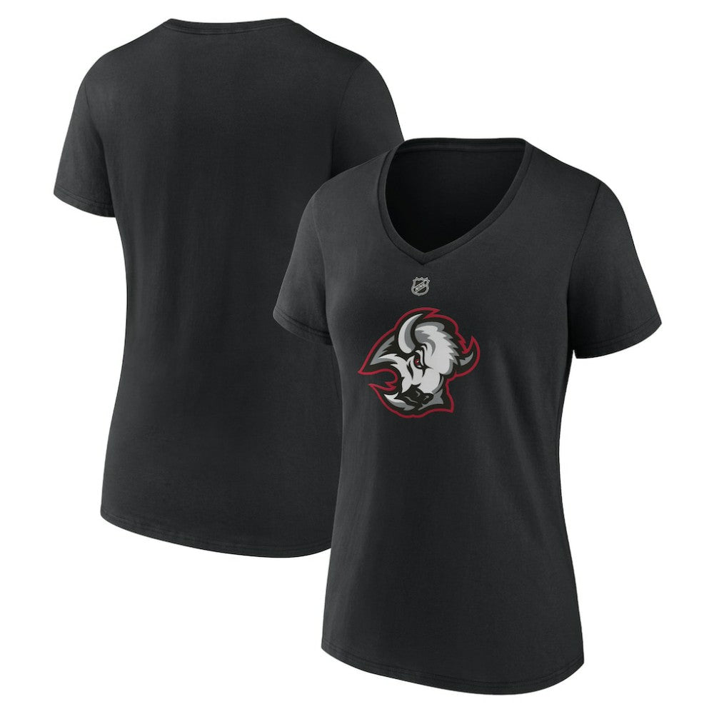 Buffalo Sabres Women's Alternate Logo V-Neck T-Shirt - Black - NHL 5197026