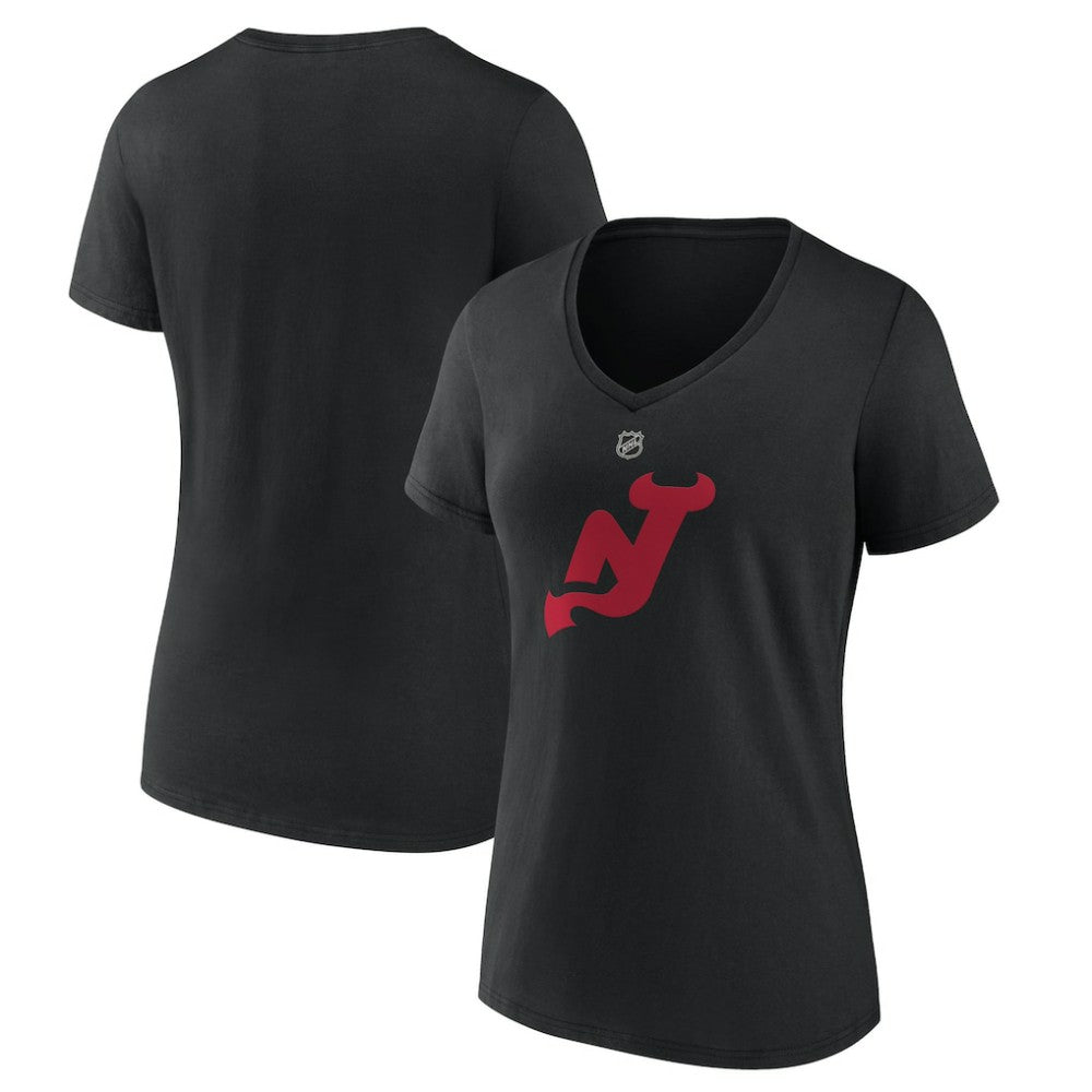 New Jersey Devils Women's Alternate Logo V-Neck T-Shirt - Black - NHL 5197030