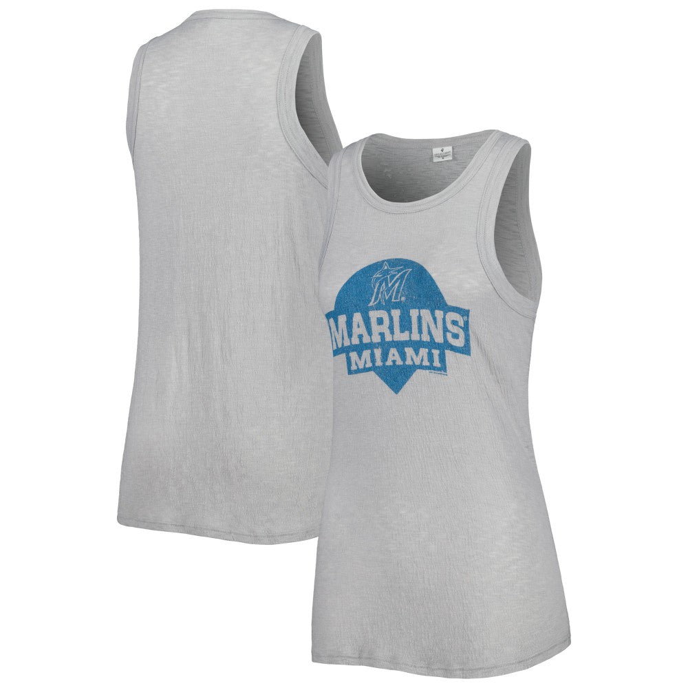Miami Marlins Soft as a Grape Women's Tri-Blend Tank Top - Gray - MLB on Sale
